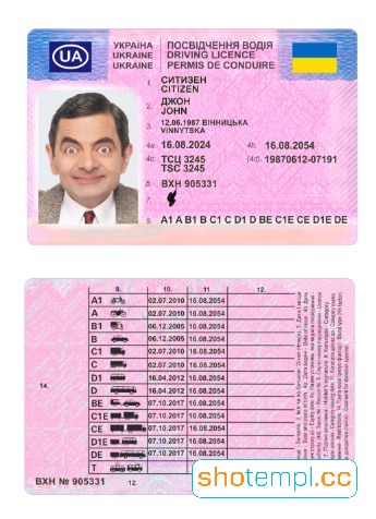 Ukraine Driver License PSD Template V3
